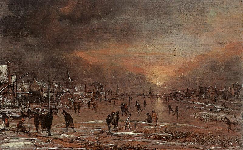 Aert van der Neer Sports on a Frozen River